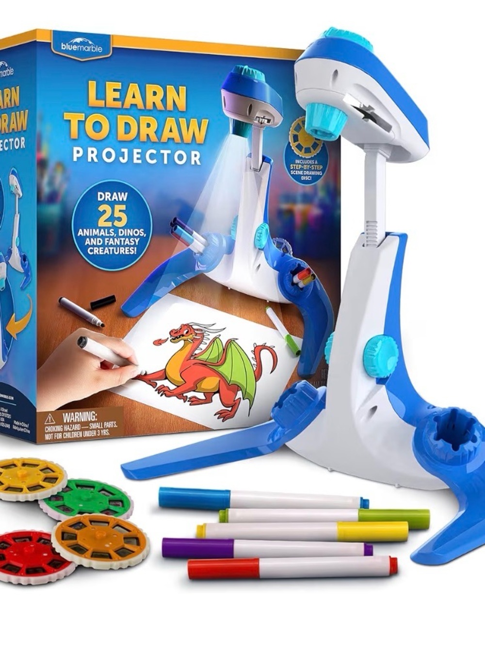 Learn-to-Draw Projector for Kids - Blue & White